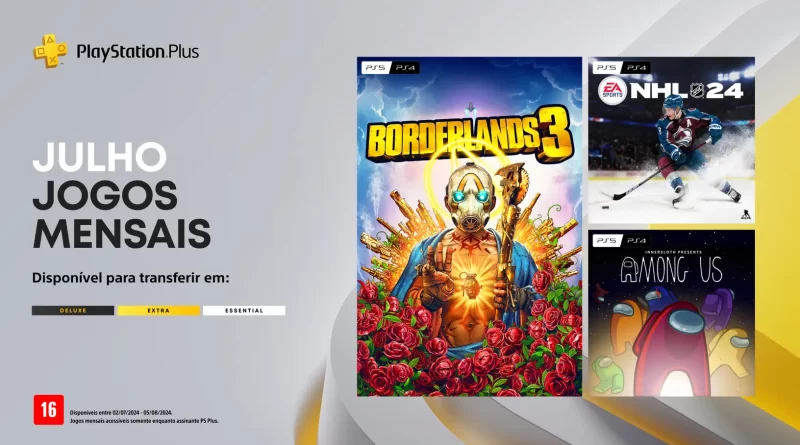 Os membros da PlayStation Plus terão acesso a uma nova seleção de jogos em julho, incluindo Borderlands 3, NHL 24 e Among Us