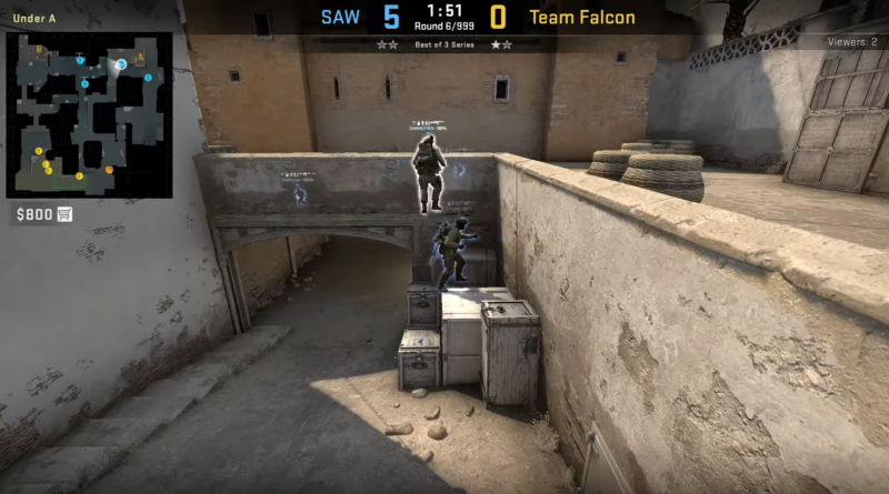 Jogadores de Counter-Strike 2 realizando um boost no mapa Dust 2 durante uma partida competitiva.