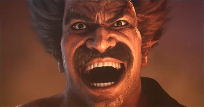 Heihachi Mishima gritando em seu retorno como personagem DLC de Tekken 8