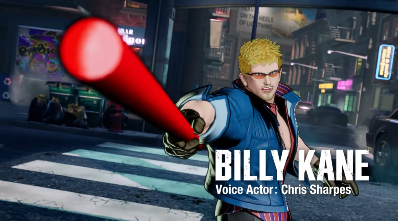 Imagem de Billy Kane, personagem de FATAL FURY: CITY OF THE WOLVES, empunhando seu icônico bastão flamejante durante o anúncio na ChinaJoy 2024.