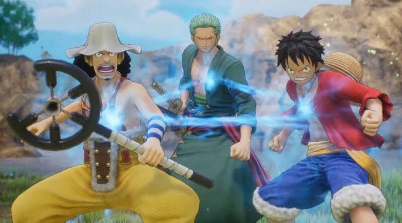 Cena de combate em One Piece Odyssey no Nintendo Switch