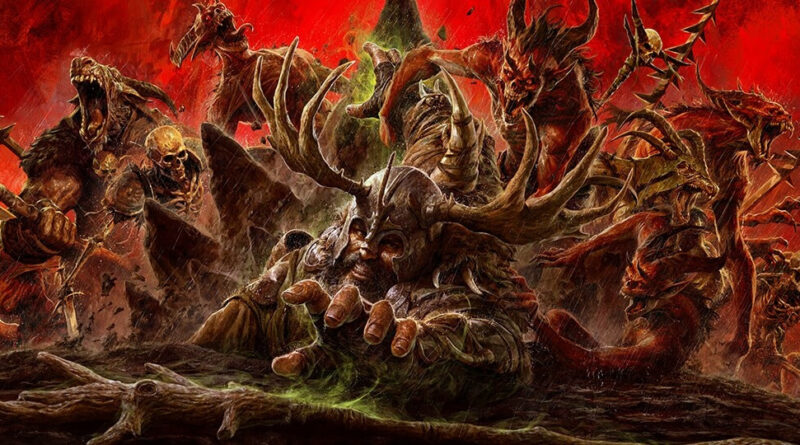 Arte conceitual de criaturas demoníacas de Diablo IV em um cenário apocalíptico.