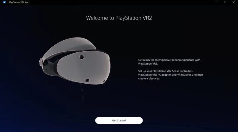 Interface de boas-vindas do aplicativo PlayStation VR2 na Steam