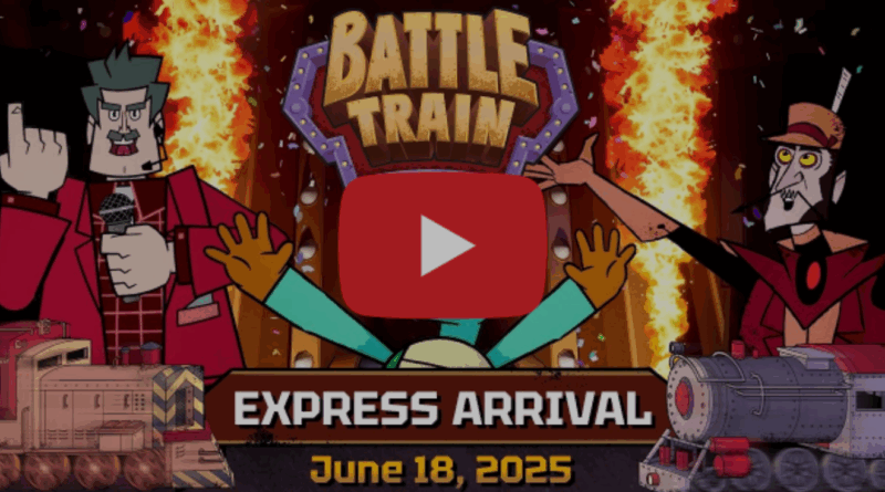 BATTLE TRAIN chega em 18 de junho ao Nintendo Switch e PC com combates de trens explosivos, deckbuilding e roguelite pela Bandai Namco.
