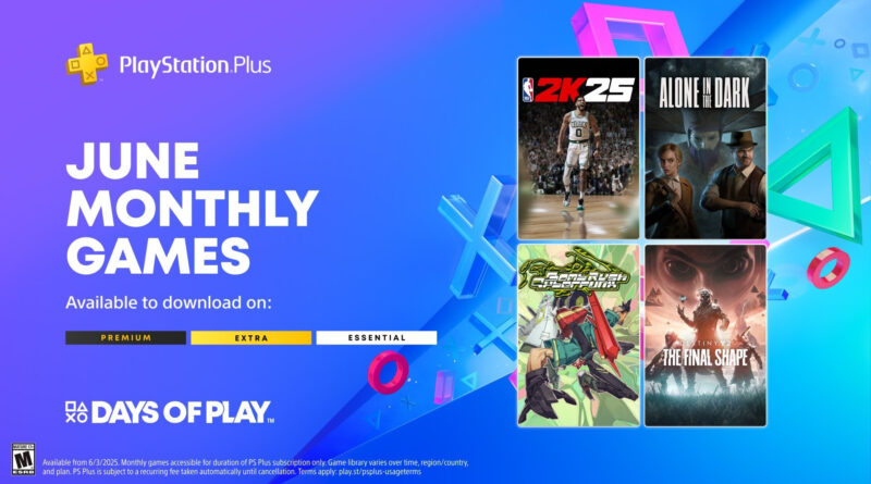 Arte promocional dos jogos do PlayStation Plus de junho de 2025
