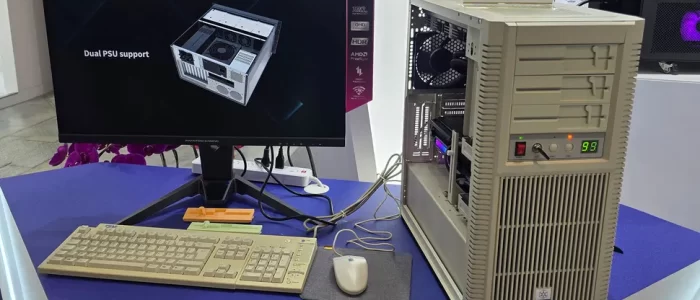 Gabinete SilverStone FLP02 bege com design de PC dos anos 80.