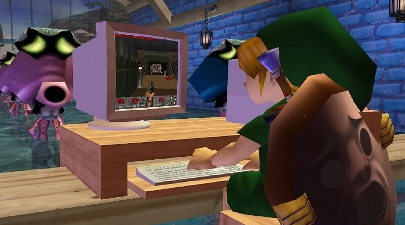 Zelda 64: Recompiled, versão do jogo que foi recompliada para o PC, recebe mod que insere Doom jogável em Majora’s Mask.