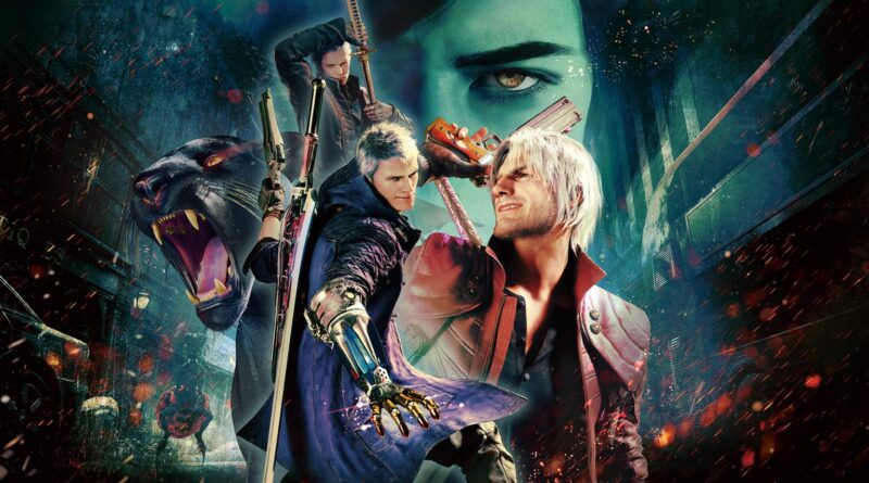 arte de Devil May Cry 5 com destaque para Dante e Vergil