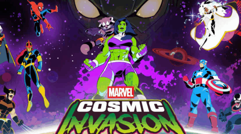 imagem promocional de MARVEL Cosmic Invasion com Mulher-Hulk e Rocket Raccoon