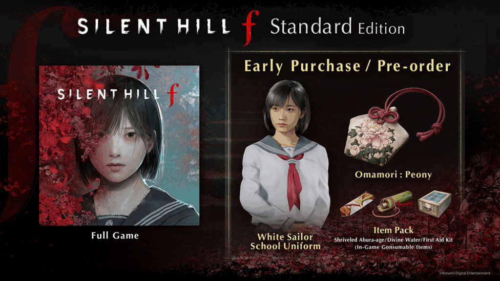 imagem promocional de SILENT HILL f com protagonista e cenário de terror