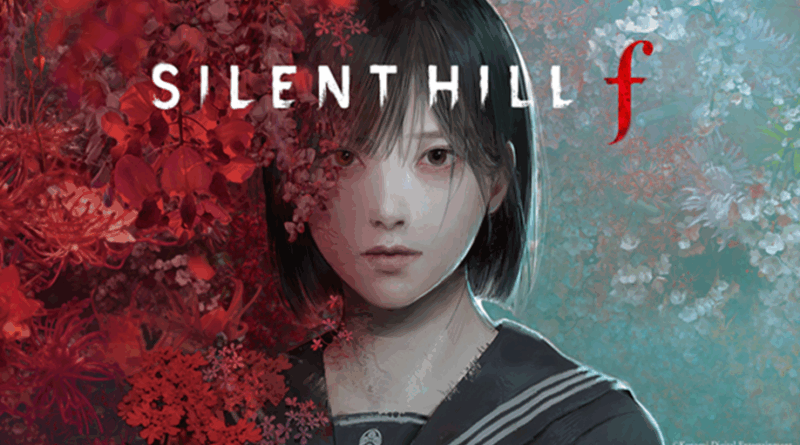 imagem promocional de SILENT HILL f com protagonista e cenário de terror