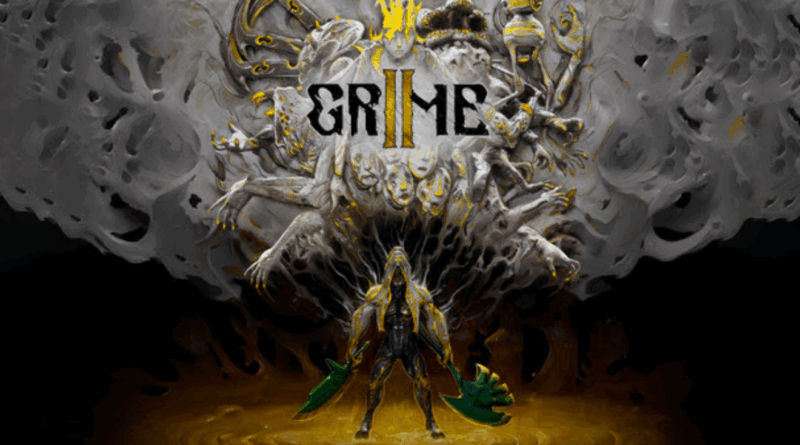 Personagem de GRIME II enfrentando inimigos em cenário surreal do novo trailer
