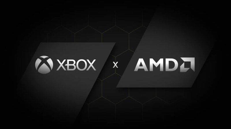 Imagem conceitual da nova geração do Xbox com design moderno e chip AMD em destaque